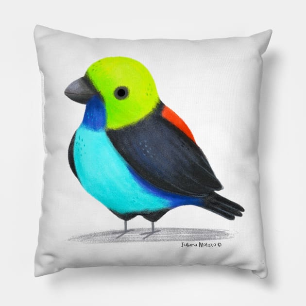 Paradise Tanager Bird Pillow by julianamotzko