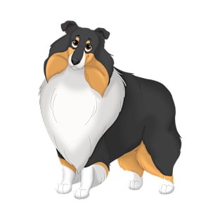 White, Black & Tan Rough Collie Dog T-Shirt