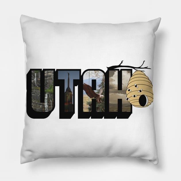 Utah The Beehive State Big Letter Pillow by ButterflyInTheAttic