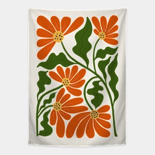 Abstract Red Green Flowers Tapestry