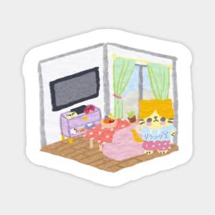 Riraku-chan the Relaxing kitten's Gamer home Magnet