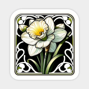 art nouveau narcissus december Birth Month Flower Magnet