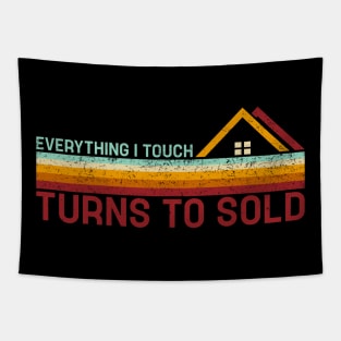 Retro Stripes Everything I Touch Turns To Sold Best Funny Real Estate Agent Tapestry