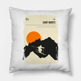 Saint Moritz Vintage Minimal Travel Poster Art Pillow