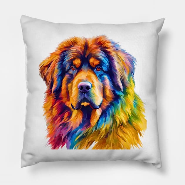 Pop-Art Tibetan Mastiff Impressionism Pillow by Doodle and Things