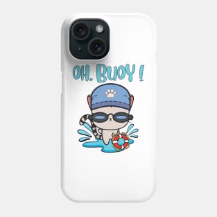 Funny Tabby Cat swimming with a Buoy - Pun Intended Phone Case