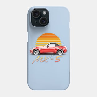 Mazda MX-5 (Red) / Retro Style Sunset Design Phone Case