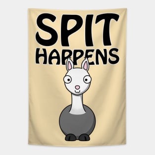 Spit happens - cute and funny llama / alpaca pun Tapestry