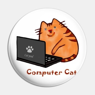 Cute Laptop Cat Computer Programmer Pin