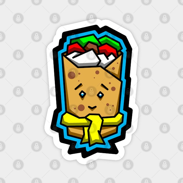 Cute Frozen Burrito in a Yellow Scarf - Mexican Food Lover Gift - Burrito Magnet by Bleeding Red Paint