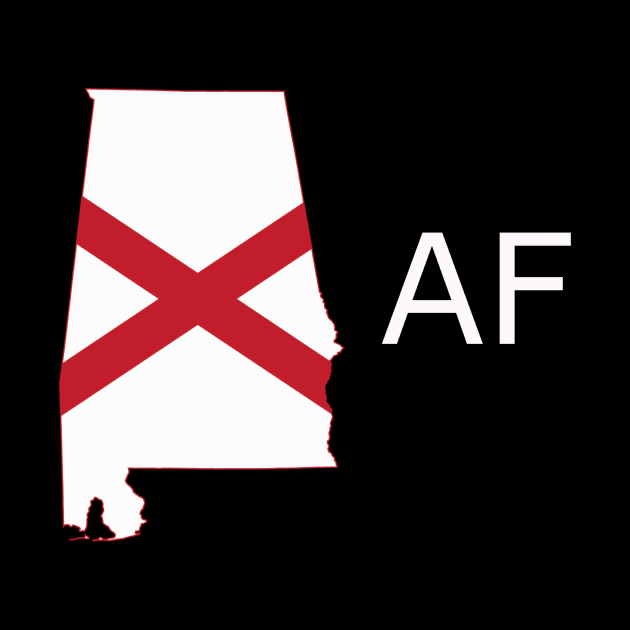 Alabama Flag State Outline AF (white) by Big Term Designs