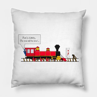 Funny JavaScript Train Joke End Of The Line Semicolon Pillow