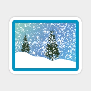 Pines in the snow design Magnet