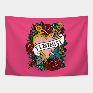 Feminist Tattoo Heart Tapestry