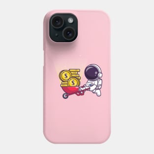 Cute Astronaut Mining Gold Coin Cartoon Phone Case