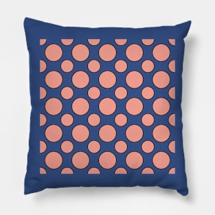 Copy of Orange and blue polka dots black outline Pillow