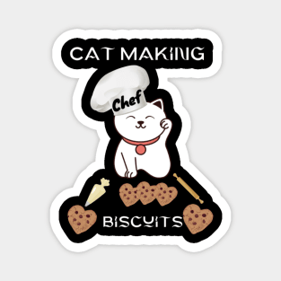 cat making biscuts Magnet