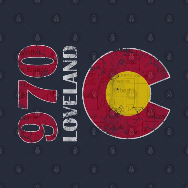 970 Loveland Colorado Map Retro Fade by E