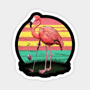 Flamingo Playing Golf Magnet