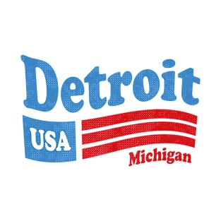 Detroit Michigan - MI, USA - American Flag 4th of July T-Shirt