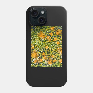 Wattle. a multicolour reduction Linocut by Geoff Hargraves Phone Case