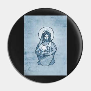 Virgin Mary with baby Jesus Christ illustration Pin