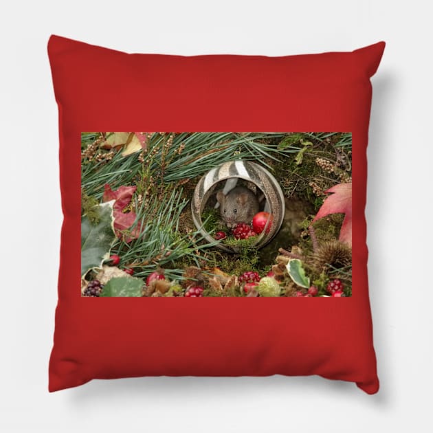 Christmouse - festive wild mouse Pillow by Simon-dell