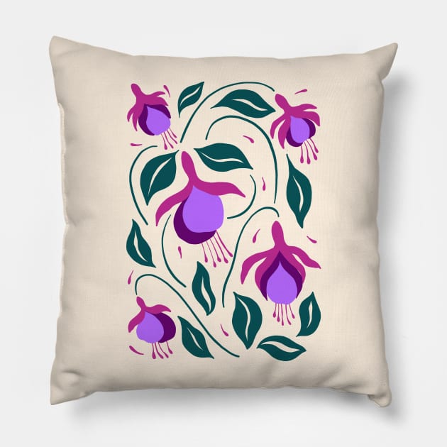 Fuchsia Flowers Pillow by JunkyDotCom