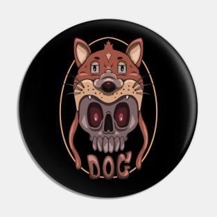 A skull demon wearing a cute dog Pin