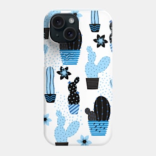 Cute Cactus Pattern (blue) Phone Case