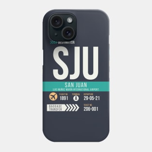 San Juan (SJU) Puerto Rico Airport Code Baggage Tag Phone Case