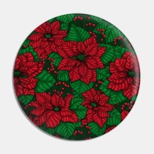 Poinsettia, Christmas pattern Pin