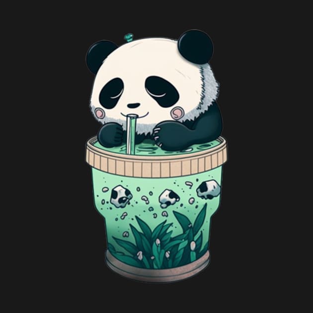 Panda Drinking Tea by Evergreen Market