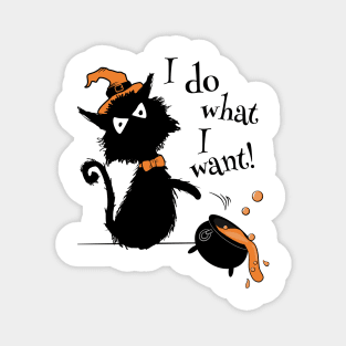 Halloween Black Cat - I Do What I Want Magnet