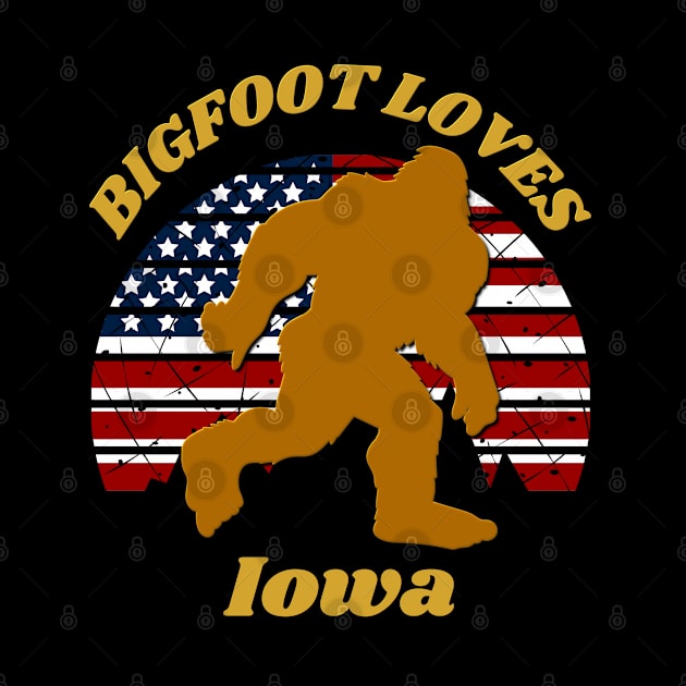 Bigfoot loves America and Iowa too by Scovel Design Shop