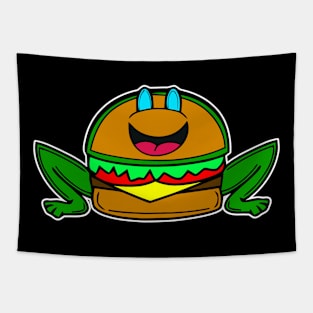 Funny Frog Cheeseburger Tapestry