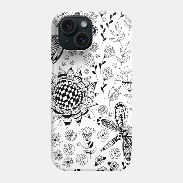 Dragonflies and flowers Phone Case by katerinamk