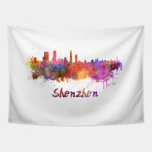 Shenzhen skyline in watercolor Tapestry