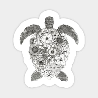 Floral Turtle White Background Magnet