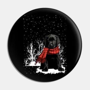 Christmas Labrador With Scarf In Winter Forest Pin