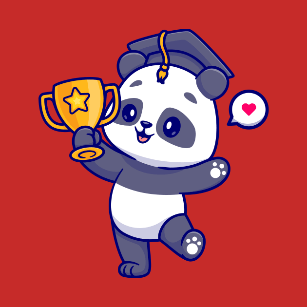 Cute Panda Holding Gold Throphy Cartoon by Catalyst Labs