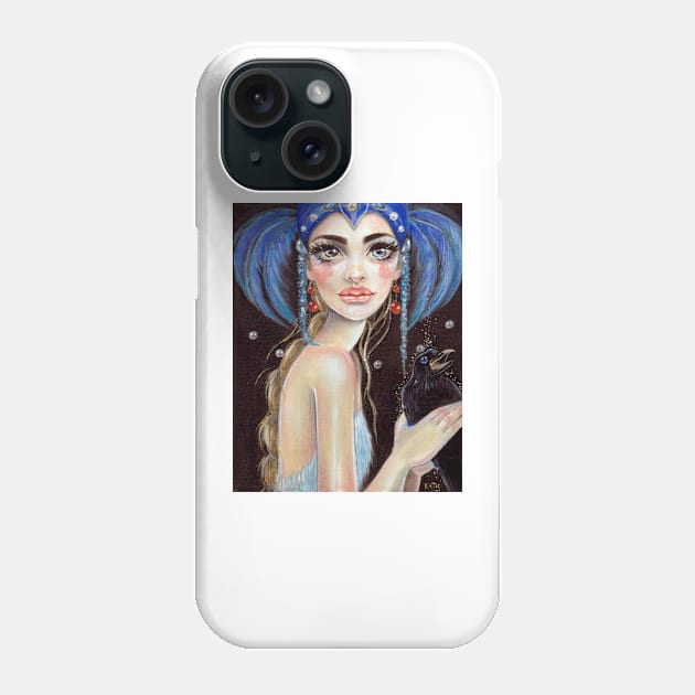 Lenore & the Three Eyed Raven, Original art, PopSurrealism Phone Case by KimTurner