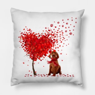 Happy Valentine's Day Heart Tree Love Vizsla Pillow