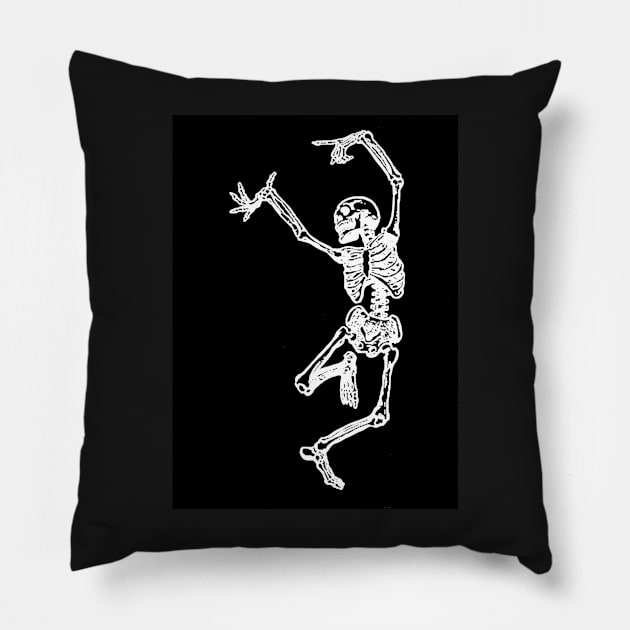 Dancing Skeleton Pillow by vintage-glow