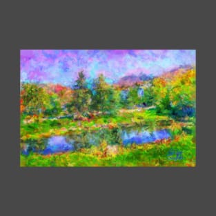 Autumn Lake in Vermont Impressionist Painting T-Shirt