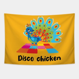 Disco Chicken Peacock (on light colors) Tapestry