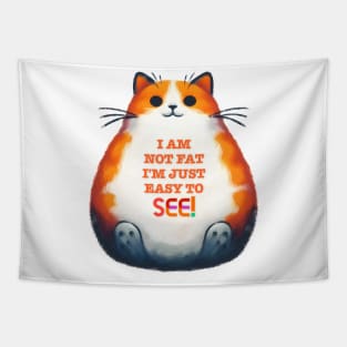 Funny Cat T-Shirt - I’m Not Fat I’m Just Easy To See Tapestry