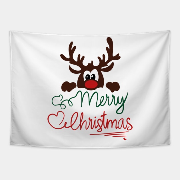 Cute Christmas reindeer Tapestry by DvR-Designs