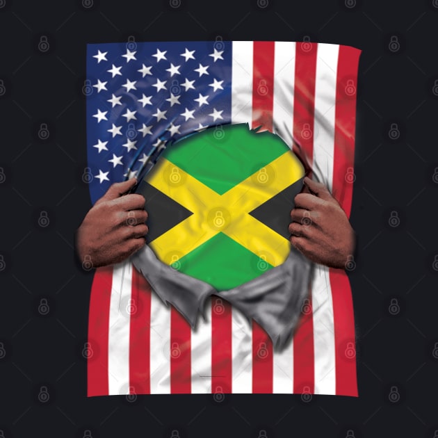 Jamaica Flag American Flag Ripped - Gift for Jamaican From Jamaica by Country Flags