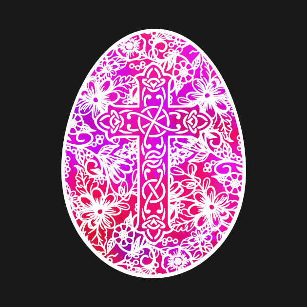 Pink, Violet and White Easter Egg Pysanky Style | Cherie's Art(c)2021 by CheriesArt